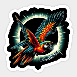 Solar Eclipse Parrot Adventure: Chic Tee with Vibrant Feathery Companions Sticker